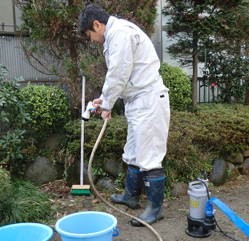 池の掃除